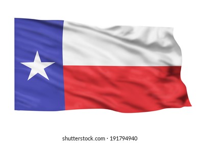 Texas Flag Flying High In The Sky.