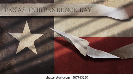 Texas Independence Day. Flag And Paper Airplane