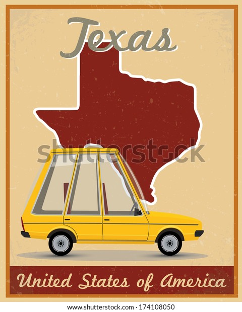 Texas road trip vintage poster\
