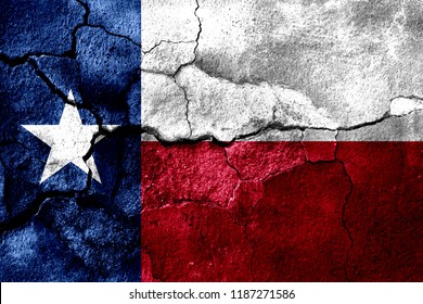 Texas Rusted Cracked Flag, Rusty Background. United States Of America, Earthquake Consequences Concept