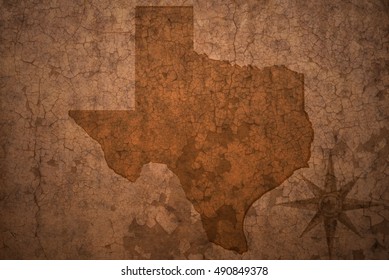 Texas State Map On A Old Vintage Crack Paper Background