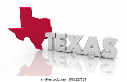 Texas TX Red State Map Word 3d Illustration