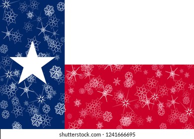 Texas Winter Snowflakes Flag Background. United States Of America.