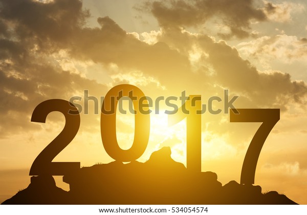 Text 2017 On Peak Mountain On Stock Illustration 534054574