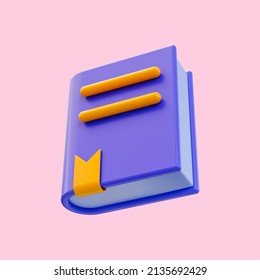 text book icon 3d render concept for education of school collage university and using personal note 