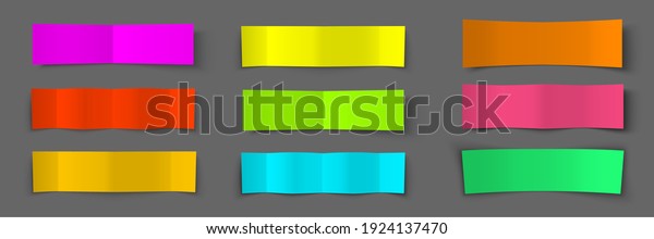 Text box. Paper colorful banners set. Shadow\
effect. Bending paper template.\
