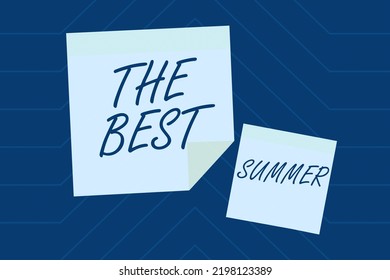 Text caption presenting The Best Summer. Word for Great sunny season of the year exciting vacation time Colorful Pegs Placed Around Speech Bubble With Important Information.