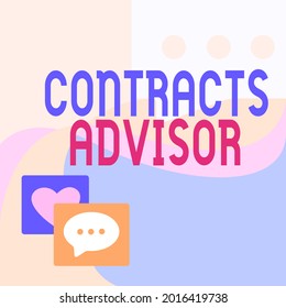 Text caption presenting Contracts Advisor. Conceptual photo ensure the enforcement of defined procurement policies Message S Drawing With Speech Bubbles With Heart Symbols.