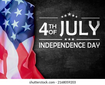 Text with happy independence day and usa flag on chalkboard. Top view. independence day concept. - Shutterstock ID 2168059203