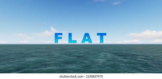 Text Illustration FLAT, Ocean With Text For Flat Earth Concept Illustration