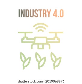 Text INDUSTRY 4.0 Trendy Infographic With Simple Dron Fly Icon,soft Flare And White Background.