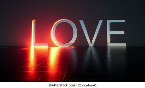 Text Love Spot Light Intro 3d Rendering