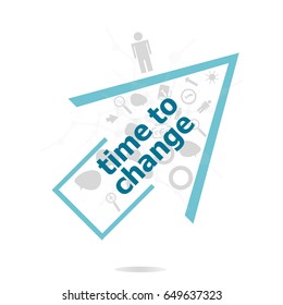 Text Time to change. Time concept . Data protection and secure elements inforgaphic set