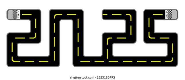 text welcome 2025 happy New year, circuit motif design, writing happy New year 2025.