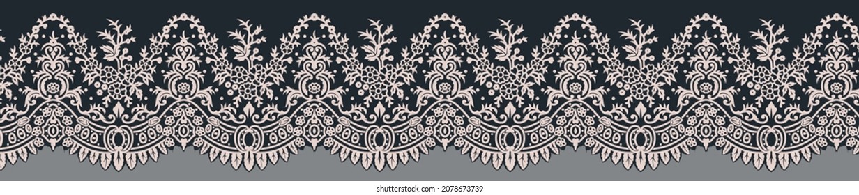 Textile Border Geometric Ethnic Border Design Mughal Motif Seamless Floral Pattern