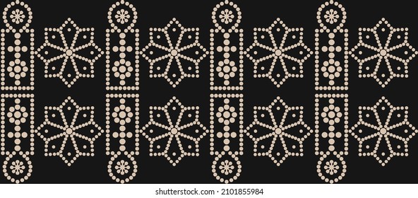 Textile Border Geometric Ethnic Border Design Mughal Motif Seamless Floral Pattern