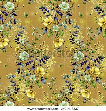 Textile Design Border SHirt pattern allover pattern and Seamless vector pattern with exotic floral motifs in stylized vintage look on bright pink background
