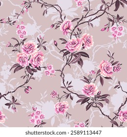 textile design with cute flower pattern image