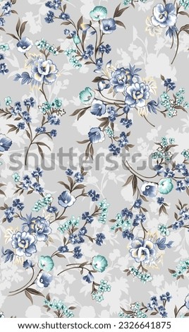 textile design with cute flower pattern image