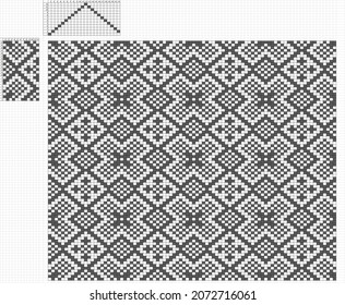 Textile Design- Diamond - 12 Shaft,point Draft,22 Pick And End Per Repeat