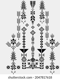 Textile design ethnic style motif black and white element 