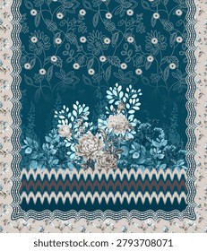 Textile design multicolor pattern in reapeat for women fabric printing like abstract ethnic ikat floral flowers texture backgrounds. And use for others like wallpapers wedding card greeting cards etc.