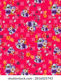 Textile design multicolor pattern in reapeat for women fabric printing like abstract ethnic ikat floral flowers texture backgrounds. And use for others like wallpapers wedding card greeting cards etc.