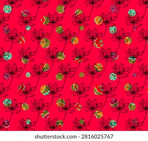 Textile design multicolor pattern in reapeat for women fabric printing like abstract ethnic ikat floral flowers texture backgrounds. And use for others like wallpapers wedding card greeting cards etc.