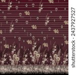 Textile digital design motif pattern decor hand made artwork frame gift card wallpaper women cloth ornament abstract border rug ethnic ikat etc new semi bold flower designs with geomatrical working
