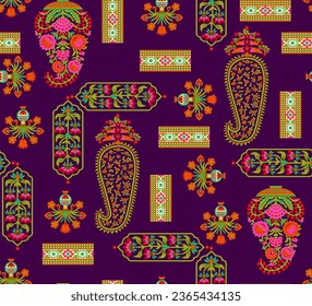 Textile digital design motif pattern hand made artwork mini bold theme, ground texture, abstract flowers, background effects and border design all over pattern design building floral design - Powered by Shutterstock