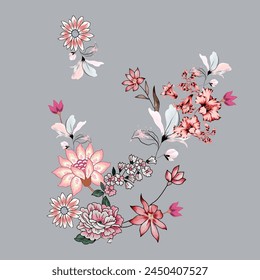 Textile digital design motif pattern decor hand made artwork frame gift card wallpaper women cloth ornament abstract border rug ethnic ikat etc new semi bold flower designs with geomatrical