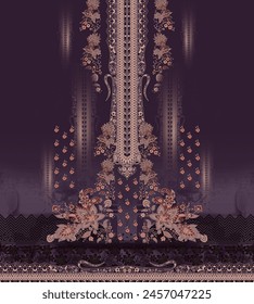 Textile digital design motif pattern décor hand made artwork frame gift card wallpaper women cloth ornament abstract border rug ethnic ikat etc. new semi bold flower designs with geometrical working
