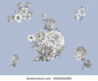 Textile digital design motif pattern decor hand made artwork frame gift card wallpaper women cloth ornament abstract border rug ethnic Digital textile printing flowers and leaves abstract vintage flor