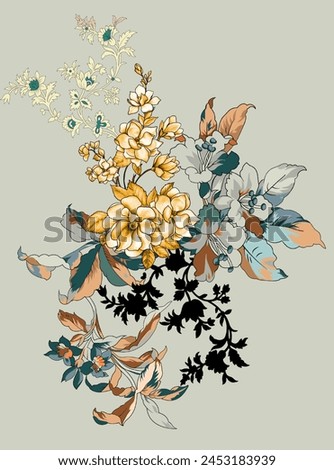 Textile digital design motif pattern decor hand made artwork frame gift card wallpaper women cloth ornament abstract border rug ethnic ikat etc new semi bold flower designs with geomatrical working
