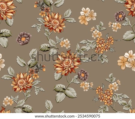 Textile digital design motif pattern decor hand made artwork frame gift card wallpaper women cloth ornament abstract border rug ethnic ikat etc new semi bold flower designs with geomatrical working