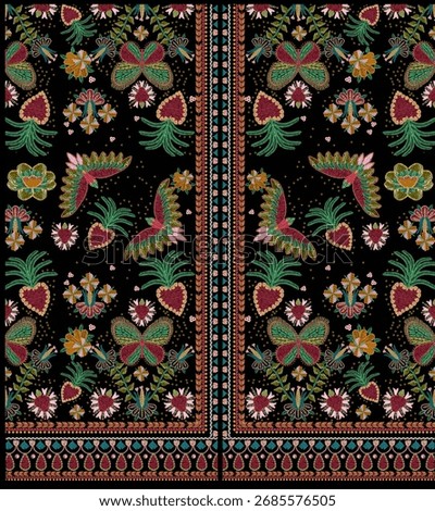 textile digital design motif pattern hand made artwork frame gift card wallpaper women cloth ornament abstract border rug ethnic ikat etc new semi bold flower designs with geometrical working