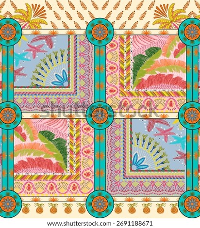 textile digital design motif pattern hand made artwork frame gift card wallpaper women cloth ornament abstract border rug ethnic ikat etc new semi bold flower designs with geometrical working