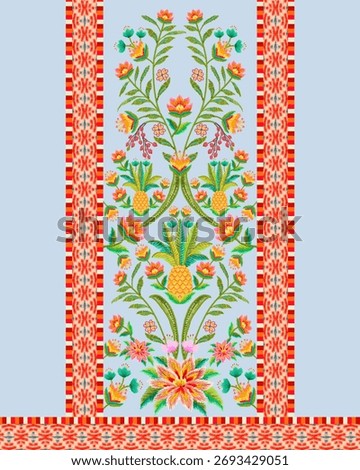 textile digital design motif pattern hand made artwork frame gift card wallpaper women cloth ornament abstract border rug ethnic ikat etc new semi bold flower designs with geometrical working
