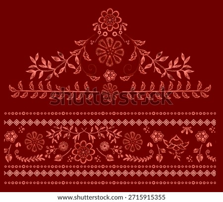 textile digital design motif pattern hand made artwork frame women cloth ornament abstract border rug ethnic ikat etc new semi bold flower designs with geometrical working