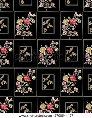 Textile  Flowers Pattern Geometric And Abstract Background  for Digital And Screen print design