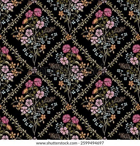 Textile  Flowers Pattern Geonetric And Abstric Background  for Digital And Screen print design