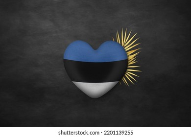 Textile Heart In Colors Of National Flag. Photography And Marketing Digital 3d Backdrop. Estonia