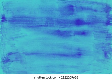 Texture of blue paint brushstrokes on drawing paper