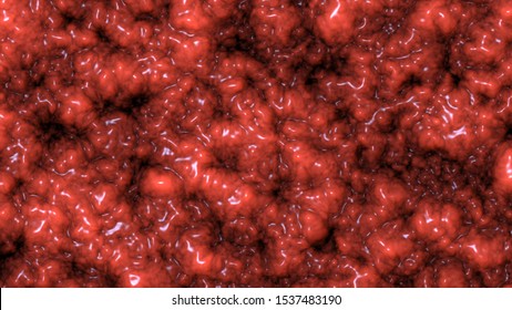 Texture Of Brain Tissue, Organic Surface And Blood Vessels, Animation 3D Rendering