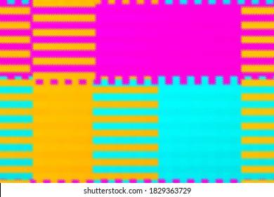 Texture checkered three papers cyan blue orange pink background Illustration Abstract hypnotics psychadelic multi colored texture pattern. Colorful nice abstract background.