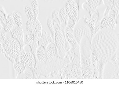 Texture Of Embossed Cactus On Background Grey