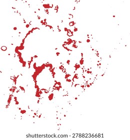 texture featuring red ink splashes and irregular dots scattered across a white background surface keywords: red,...