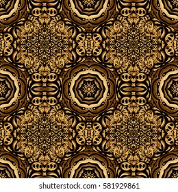 The texture of golden elements on black background. Golden seamless pattern.