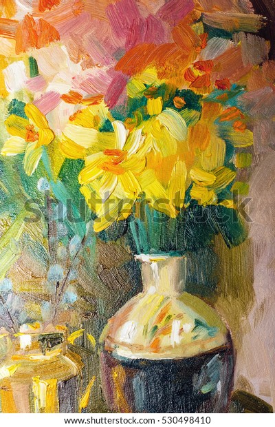 Texture Oil Painting Flowers Painting Vivid Stock Illustration