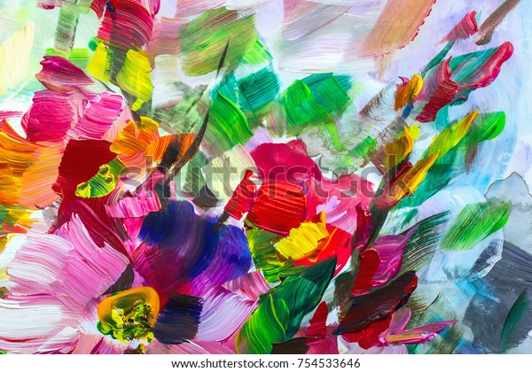 Texture Oil Painting Flowers Painting Vivid Stock Illustration